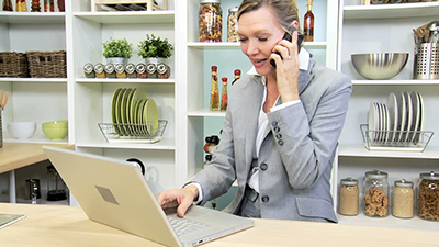 business woman on the phone and computer